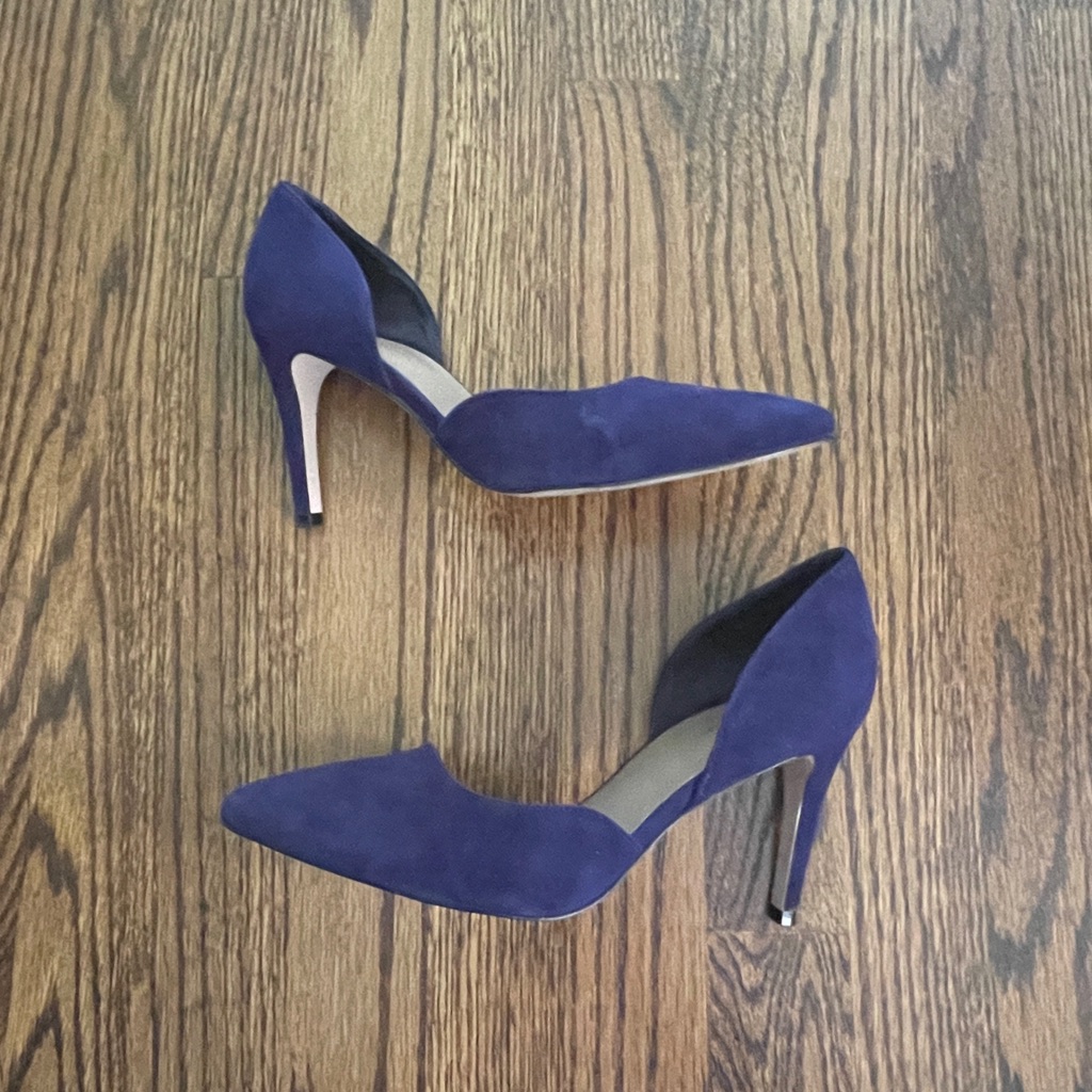 Reiss Venus Royal Blue Suede Leather D'orsay Style Stiletto Heels Size Usa 7